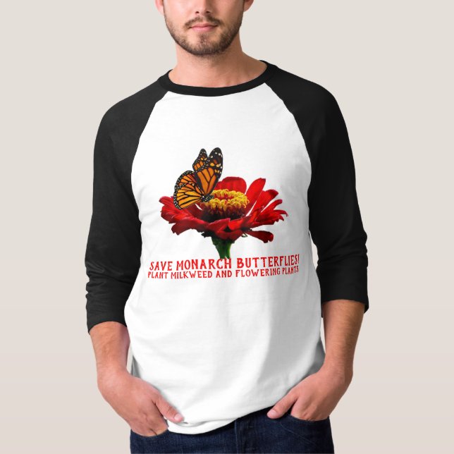 Camiseta Mariposa monarca en flor (Anverso)