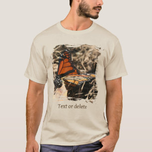 Camiseta Mariposa Monarca En Hoja Personalizada Naturaleza