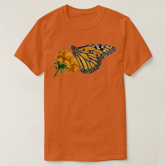 Camiseta Mariposa monarca en insecto de flores (Diseño del anverso)