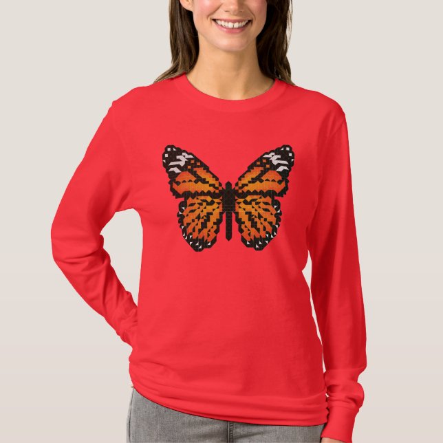 Camiseta Mariposa monarca en polígono (Anverso)