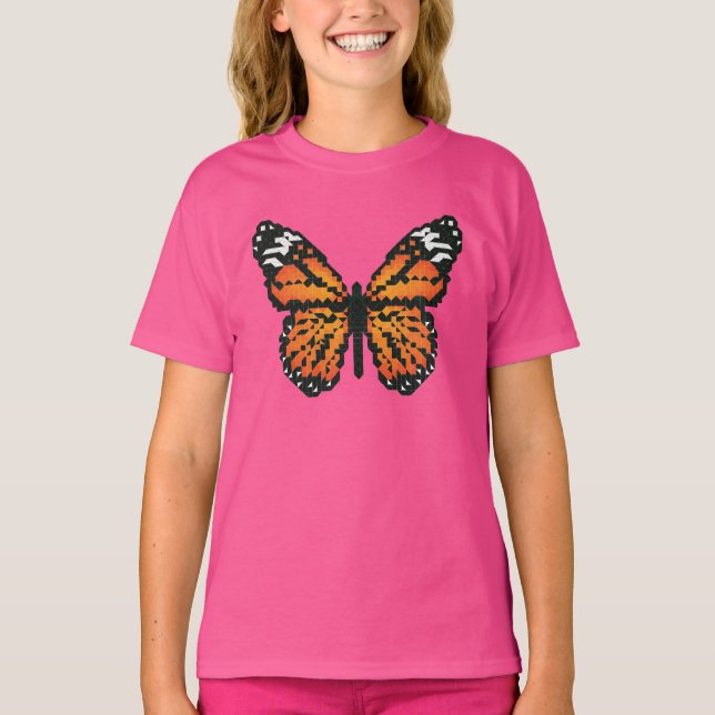 Camiseta Mariposa monarca en polígono (Anverso)