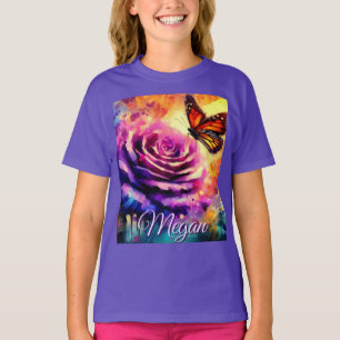 Camiseta Mariposa Monarca en Rosa al Atardecer Personalizad