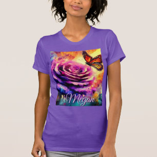 Camiseta Mariposa Monarca en Rosa al Atardecer Personalizad