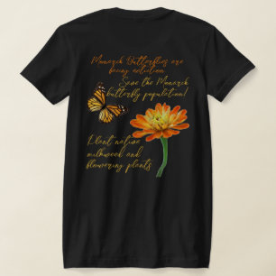 Camiseta Mariposa monarca, flor de zinnia