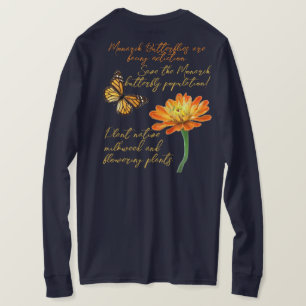 Camiseta Mariposa monarca, flor zinnia,