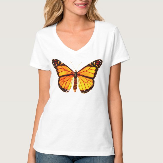Camiseta Mariposa monarca, naranja dorado y negro (Anverso)