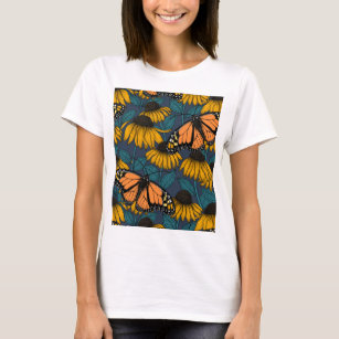 Camiseta Mariposa monarca sobre las colmenas amarillas 