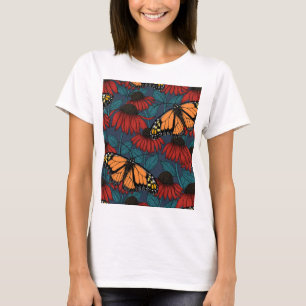 Camiseta Mariposa monarca sobre las colmenas rojas 