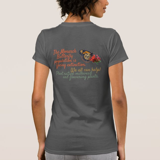 Camiseta Mariposa monarca sobre las flores (Reverso)