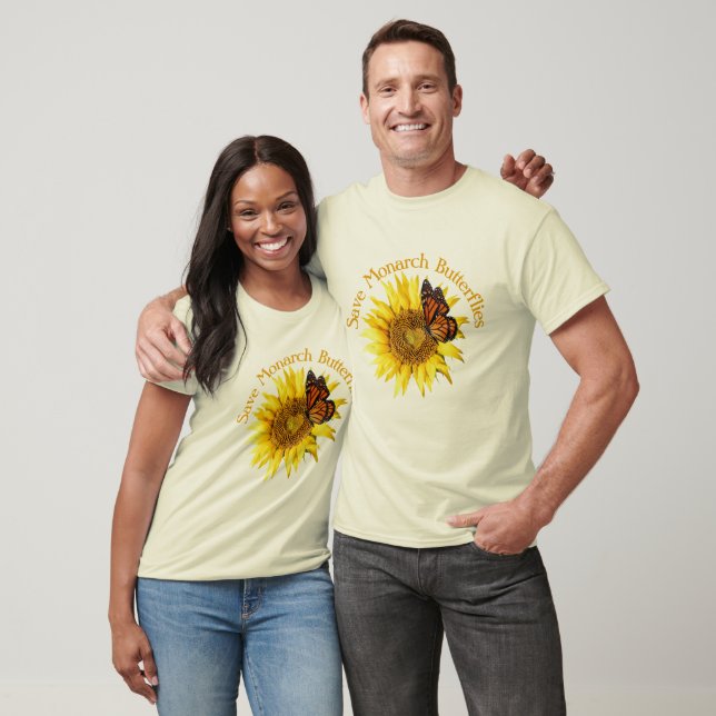 Camiseta Mariposa monarca sobre un girasol (Unisexo)