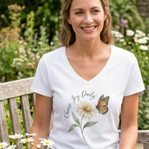 Camiseta Mariposa Monarca y Margarita en Acuarela