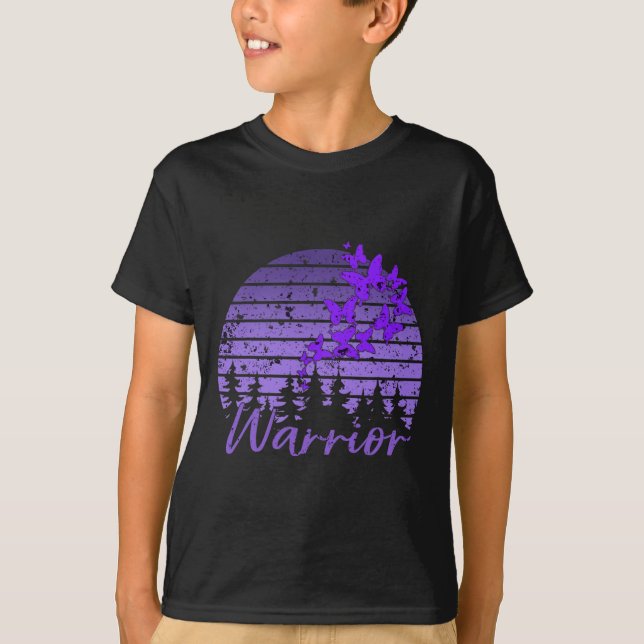 Camiseta Mariposa morada Retro Sunset Fibro Lupus Warrier (Anverso)