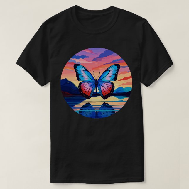 Camiseta Mariposa morfa azul 19 (Diseño del anverso)