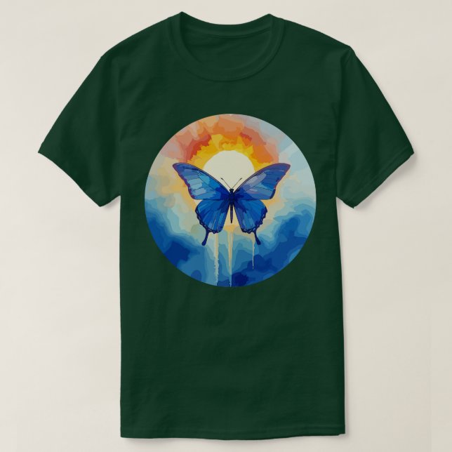 Camiseta Mariposa morfa azul 28 (Diseño del anverso)