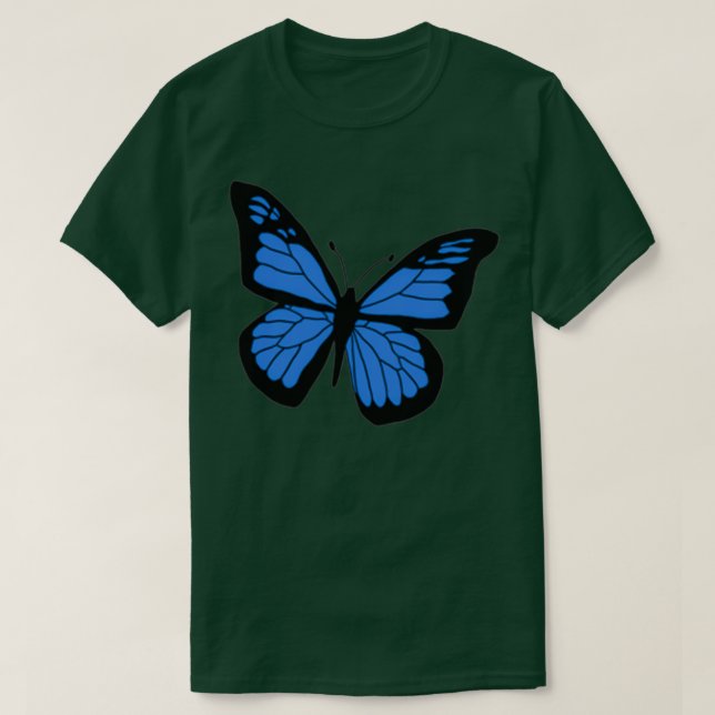 Camiseta mariposa negra y azul 2 (Diseño del anverso)