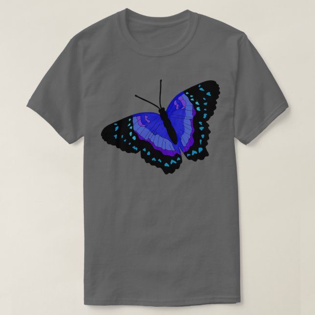 Camiseta Mariposa negra y azul 3 (Diseño del anverso)
