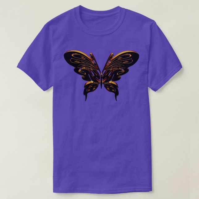 Camiseta Mariposa negra y dorada sobre fondo oscuro (Diseño del anverso)