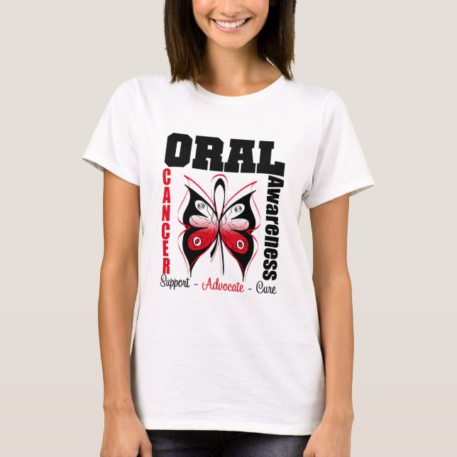 Camiseta Mariposa oral de la conciencia del cáncer (Anverso)
