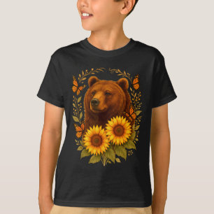 Camiseta Mariposa Oso Naturaleza Rústico Girasol Monarca Ar