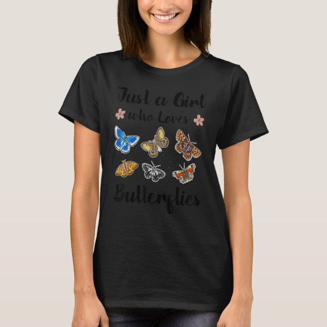 Camiseta Mariposa Para Mujeres Sólo Una Chica Que Ama Butte (Anverso)