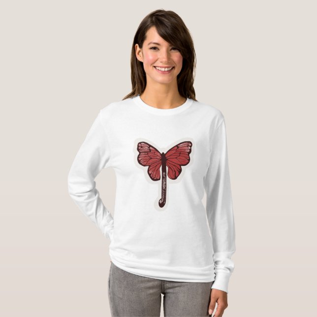 Camiseta Mariposa Paraguas Fusión Camisas de manga larga (Anverso completo)