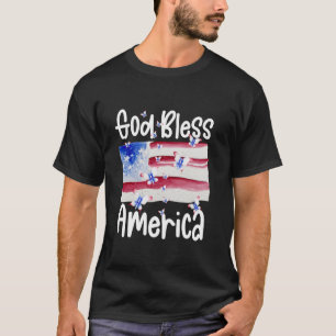 Camiseta Mariposa Patriótica para Mujeres Dios bendiga a Es