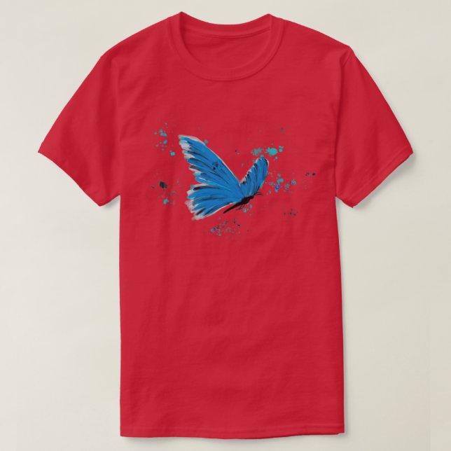 Camiseta Mariposa pintada de azul (Diseño del anverso)