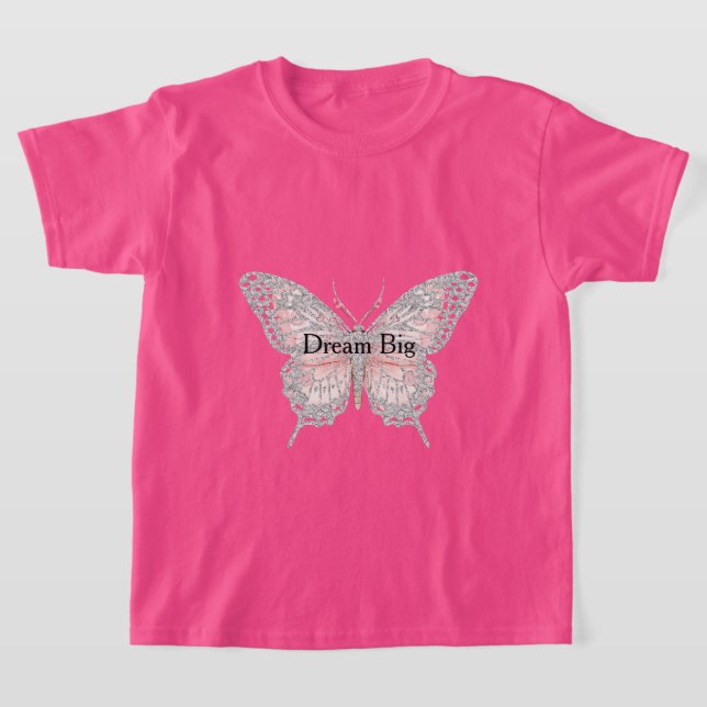Camiseta Mariposa plateada rosa personalizada (Distribución)