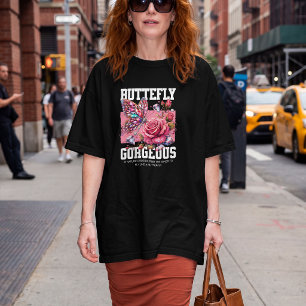 Camiseta Mariposa Preciosa – Rosa Brillante y Mariposa