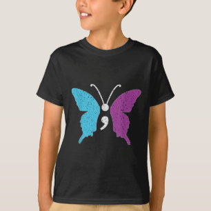 Camiseta Mariposa Punto y coma Morado y Turquesa Prev. del