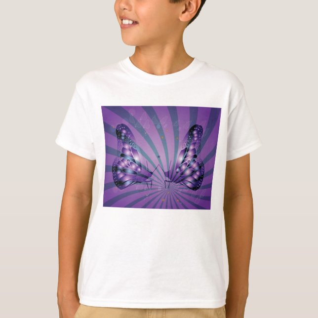 Camiseta Mariposa púrpura abstracta con alas radiantes (Anverso)