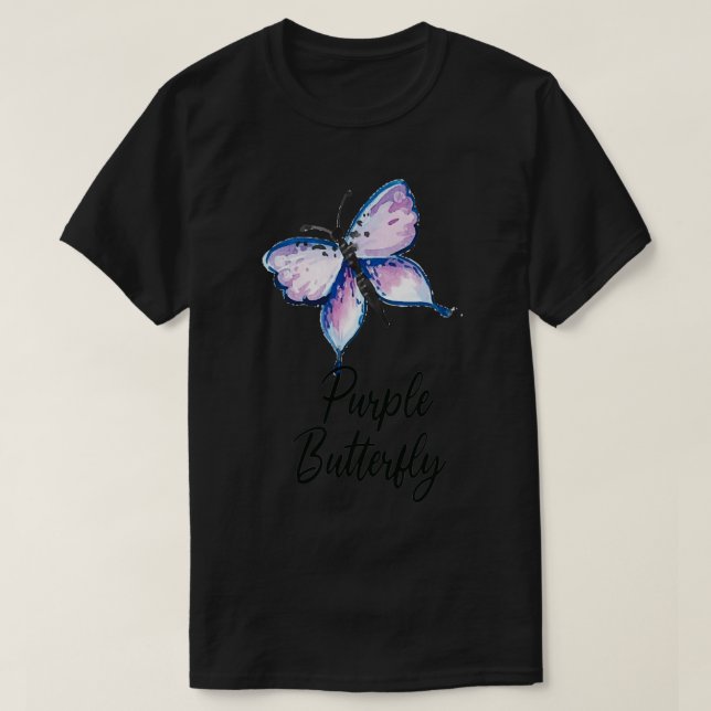 Camiseta Mariposa púrpura ilustracion acuático hermoso (Diseño del anverso)