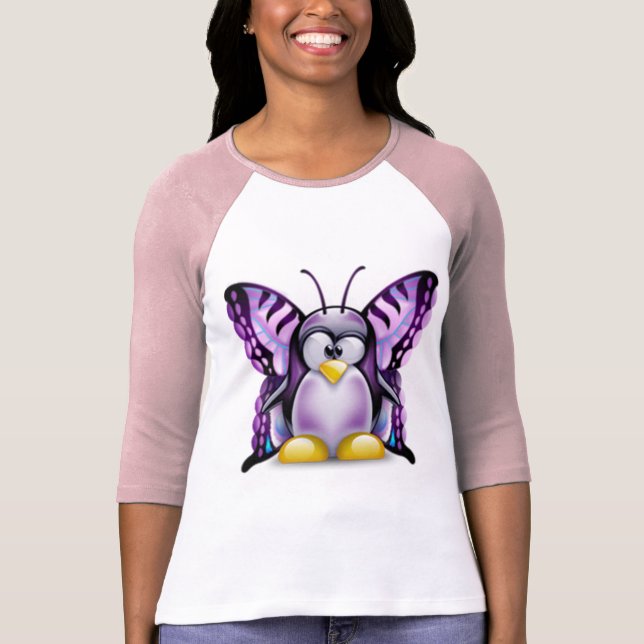 Camiseta Mariposa púrpura Tux (Linux Tux) (Anverso)