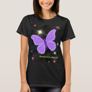 Camiseta Mariposa Purpurina Purpura Haz Que Tu Sueño Motiva
