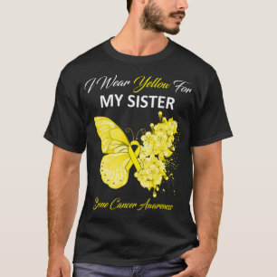 Camiseta Mariposa Que Uso Amarillo Para El Cáncer De Hueso 