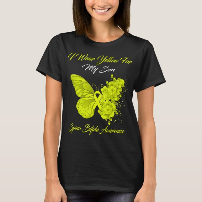 Camiseta Mariposa Que Uso Amarillo Para Mi Hijo Spina Bifid (Anverso)