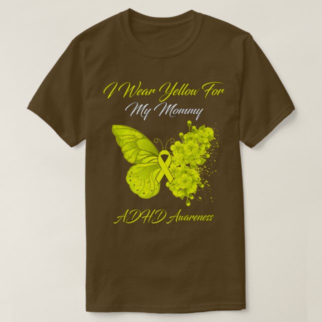 Camiseta Mariposa Que Uso Amarillo Para Mi Mami ADHD Awares (Diseño del anverso)