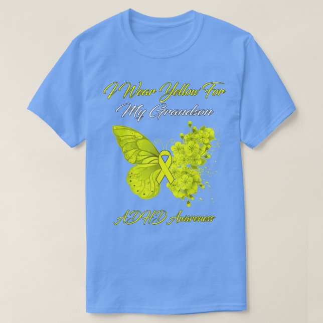 Camiseta Mariposa Que Uso Amarillo Para Mi Nieto Consciente (Diseño del anverso)