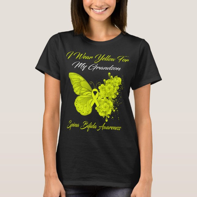 Camiseta Mariposa Que Uso Amarillo Para Mi Nieto Spina (Anverso)