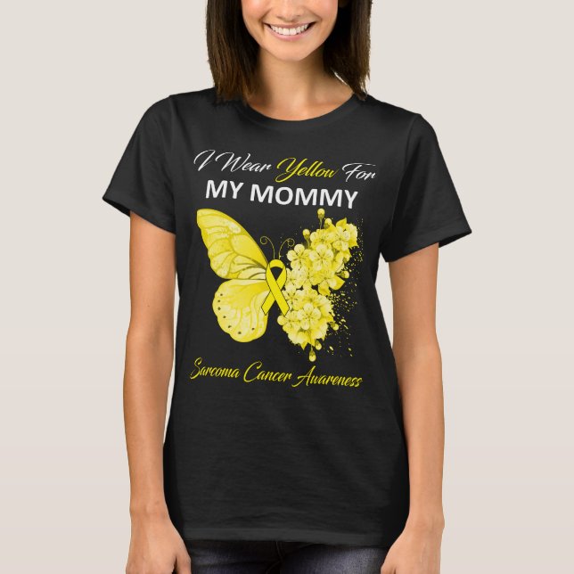 Camiseta Mariposa Que Uso Amarillo Para Mi Sarcoma Mami (Anverso)