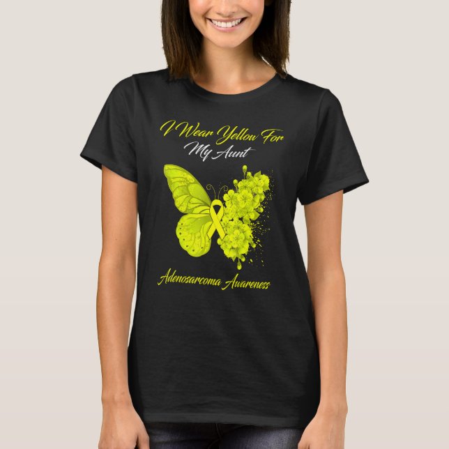 Camiseta Mariposa Que Uso Amarillo Para Mi Tía Adenosarcoma (Anverso)