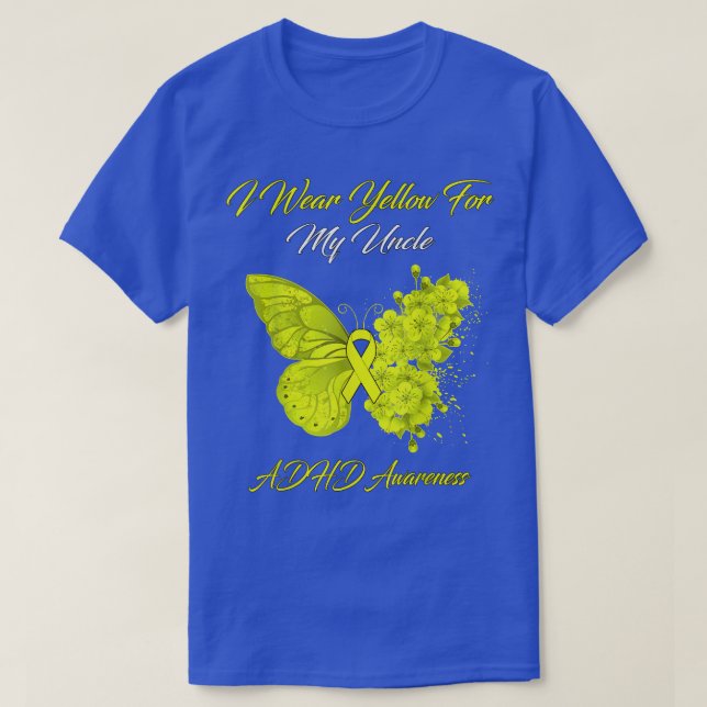 Camiseta Mariposa Que Uso Amarillo Para Mi Tío TDAH Awares (Diseño del anverso)