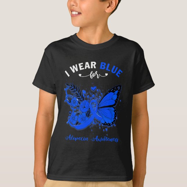 Camiseta Mariposa Que Uso Azul Para Concienciación Sobre Al (Anverso)