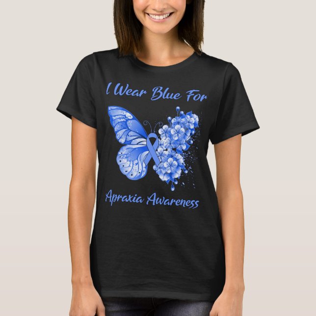 Camiseta Mariposa Que Uso Azul Para La Conciencia (Anverso)
