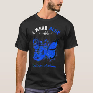 Camiseta Mariposa Que Uso Azul Para La Conciencia De La Dis