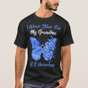Camiseta Mariposa Que Uso Azul Para Mi Abuela ALS Concienci