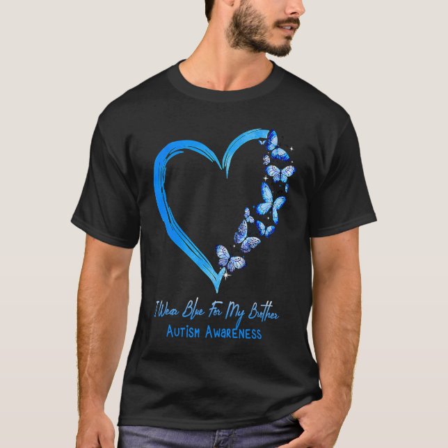 Camiseta Mariposa Que Uso Azul Para Mi Hermano Autismo Awar (Anverso)