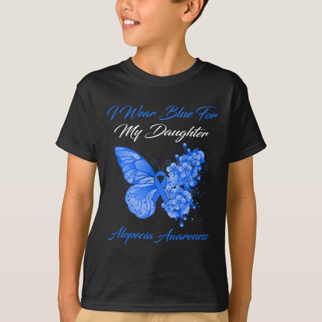 Camiseta Mariposa Que Uso Azul Para Mi Hija Alopecia Awa (Anverso)