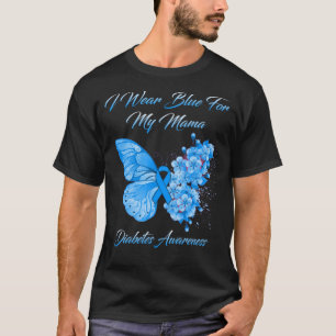 Camiseta Mariposa Que Uso Azul Para Mi Mamá Diabetes Awaren