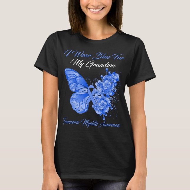 Camiseta Mariposa Que Uso Azul Para Mi Nieto Transversal (Anverso)